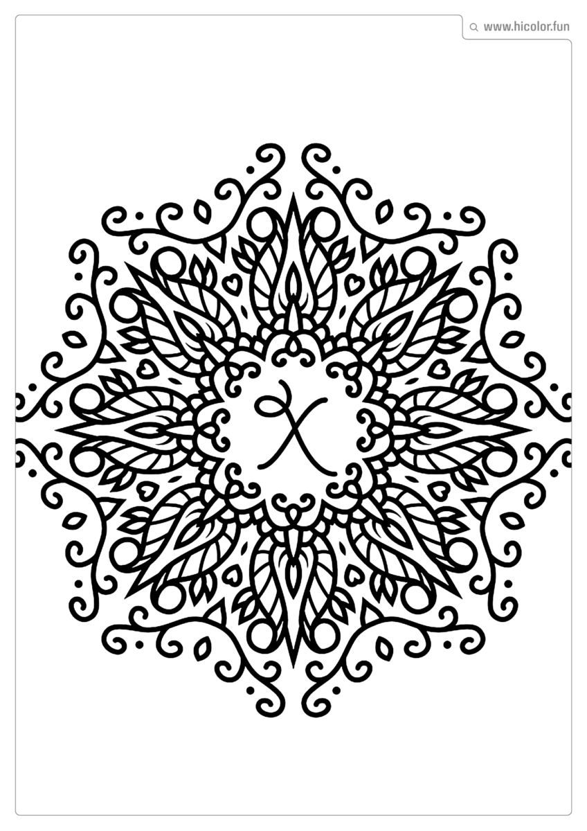 LETRA X PARA PINTAR E IMPRIMIR MANDALA ARABESCO