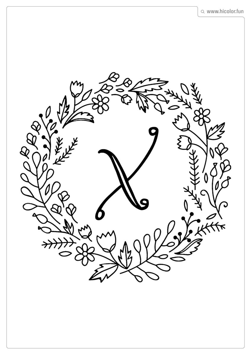 LETRA X PARA PINTAR FLORAL