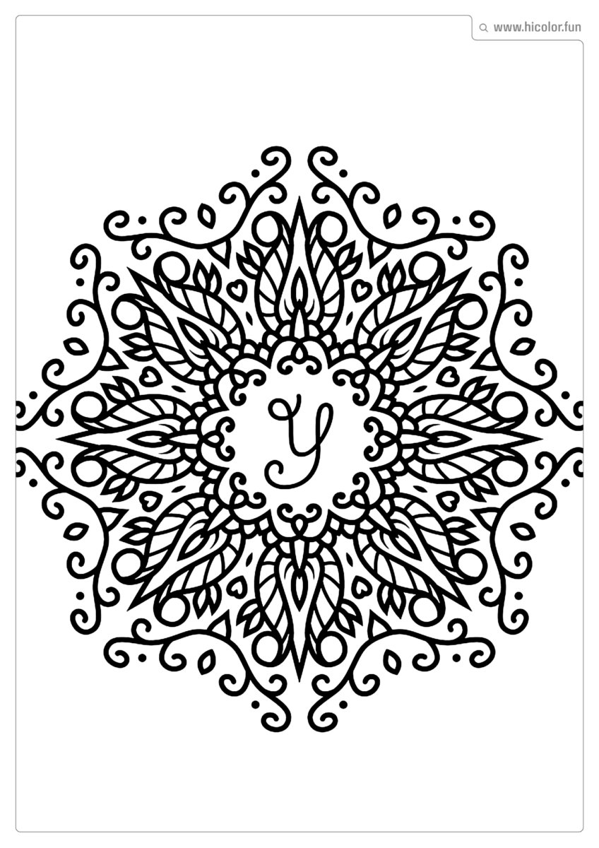 LETRA Y PARA PINTAR E IMPRIMIR MANDALA ARABESCO
