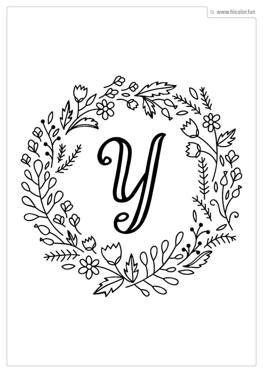 LETRA Y PARA PINTAR FLORAL