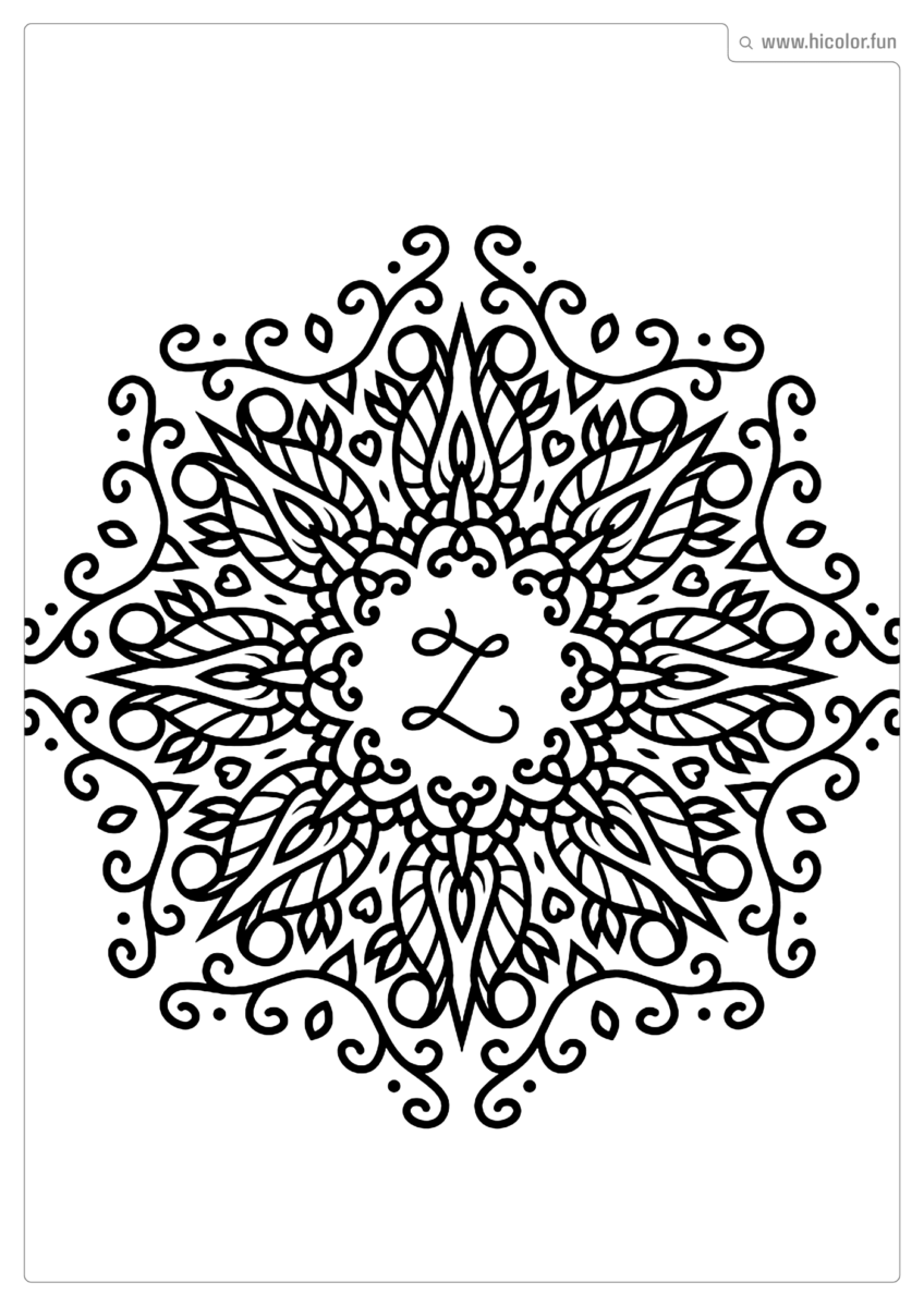 LETRA Z PARA PINTAR E IMPRIMIR MANDALA ARABESCO