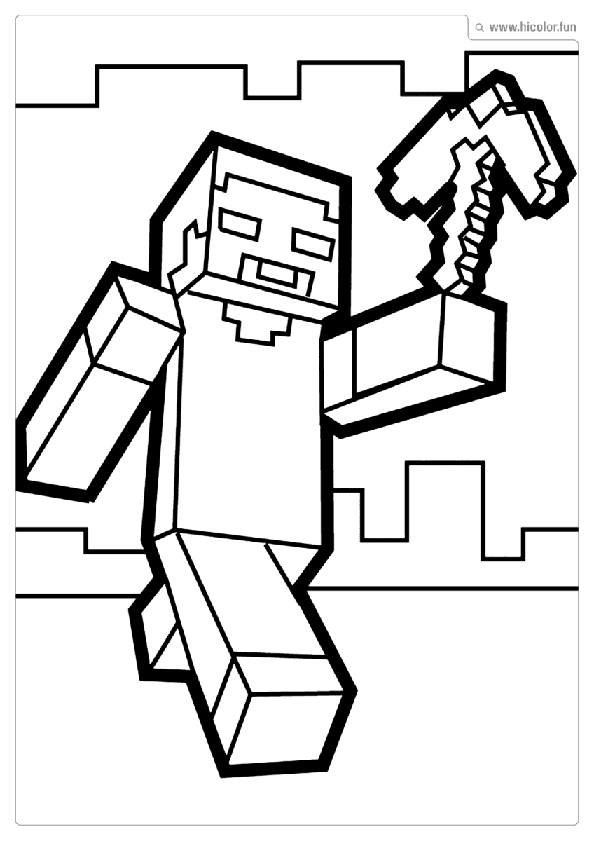MINECRAFT PARA COLORIR PICARETA