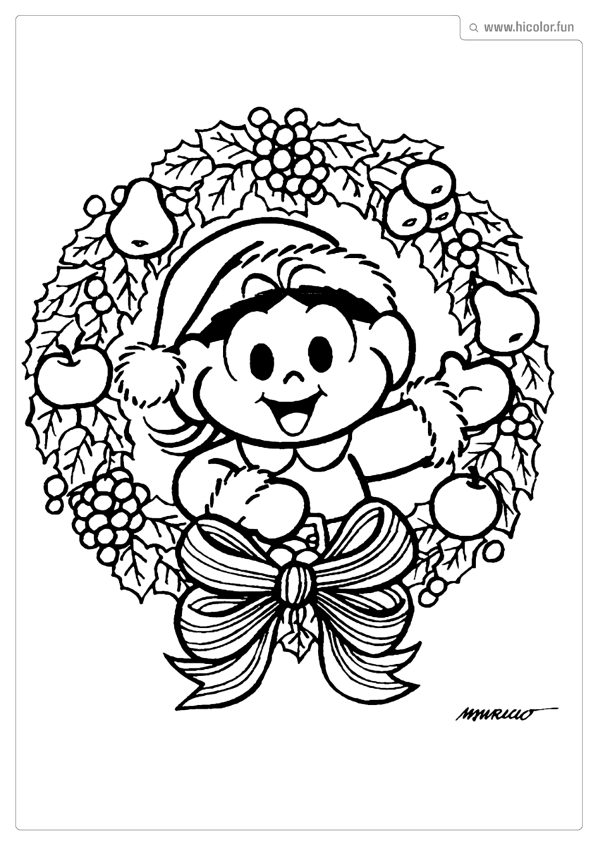 NATAL TURMA DA MONICA PARA COLORIR