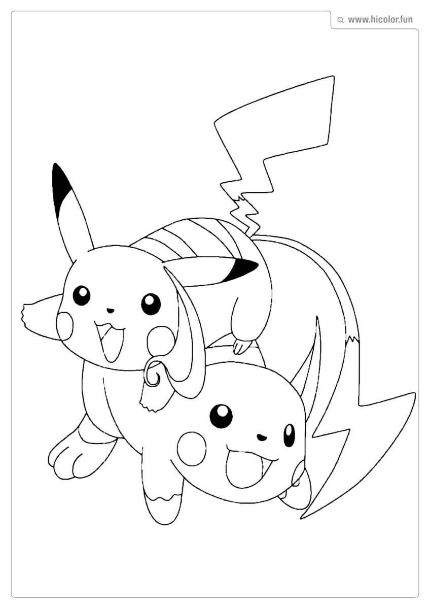 PIKACHU E RAICHU PARA COLORIR