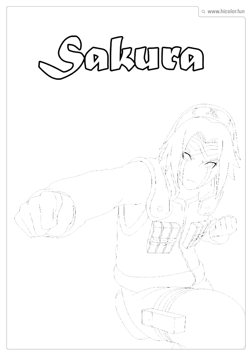 SAKURA LUTANDO PARA COLORIR