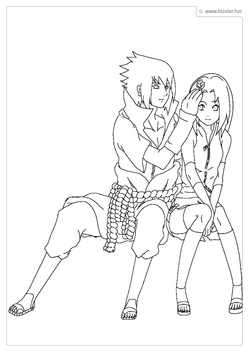 SASUKE E SAKURA PARA COLORIR