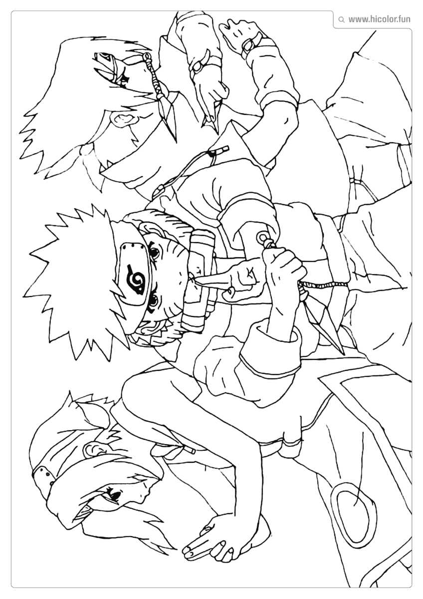 SASUKE E TIME 7 PARA COLORIR