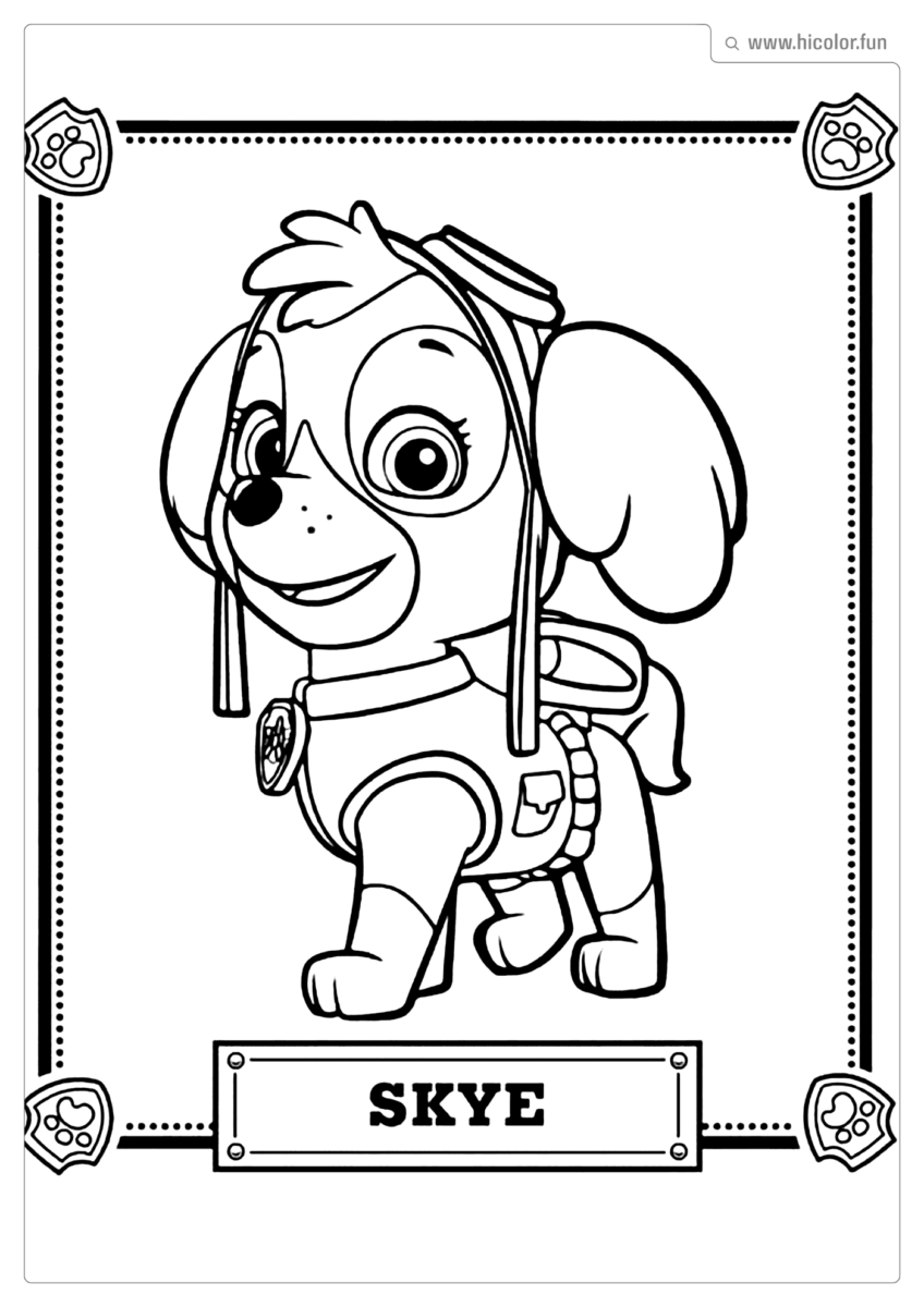 SKYE PATRULHA CANINA PARA COLORIR