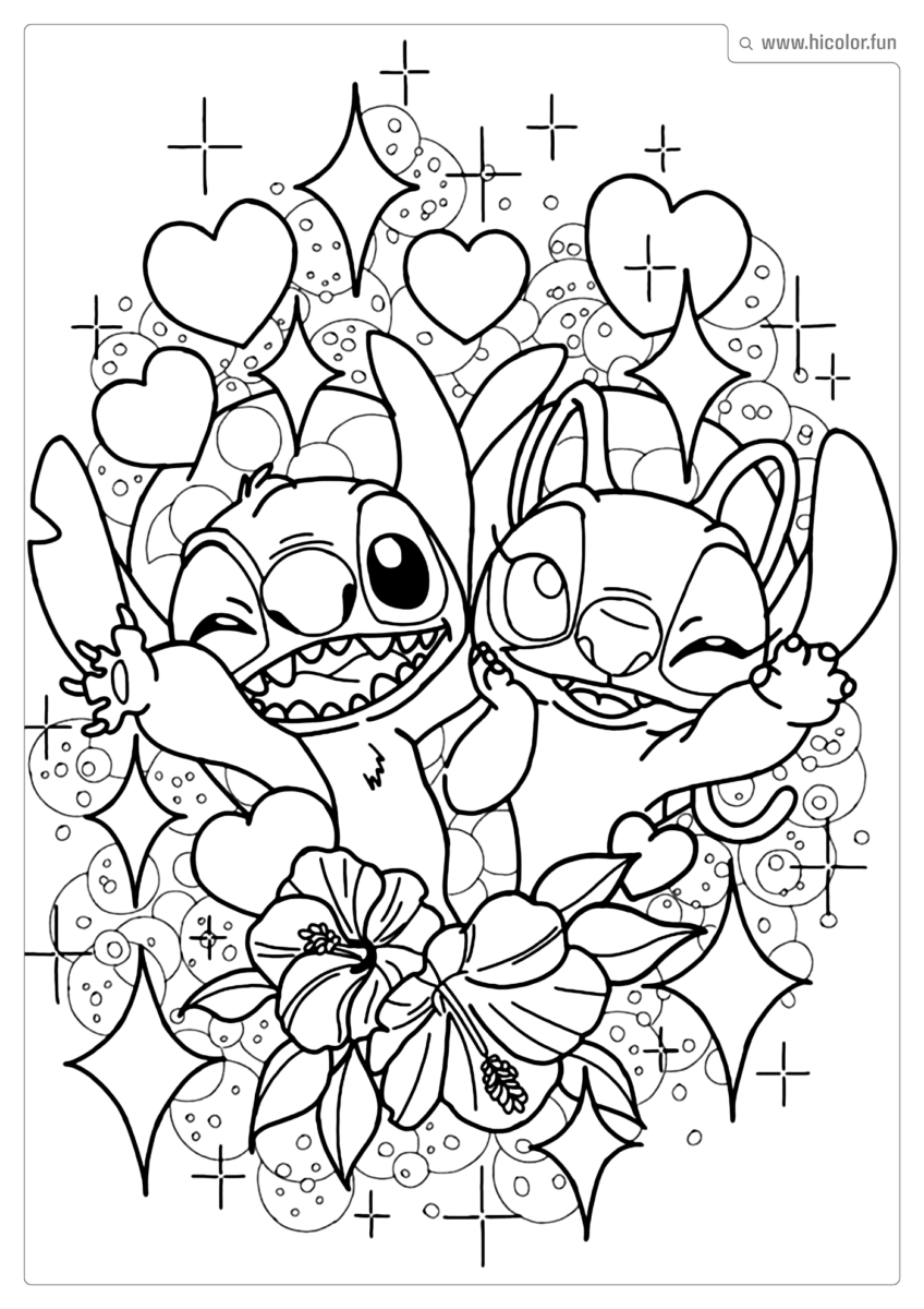 STITCH E ANGEL DESENHO PARA COLORIR