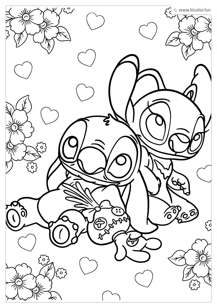 STITCH E ANGEL PARA COLORIR