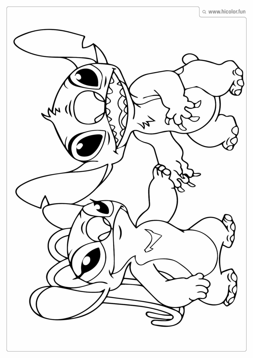 STITCH E ANGEL PARA COLORIR