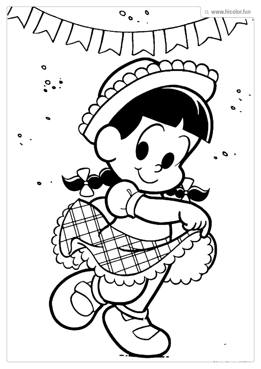 TURMA DA MONICA FESTA JUNINA PARA COLORIR