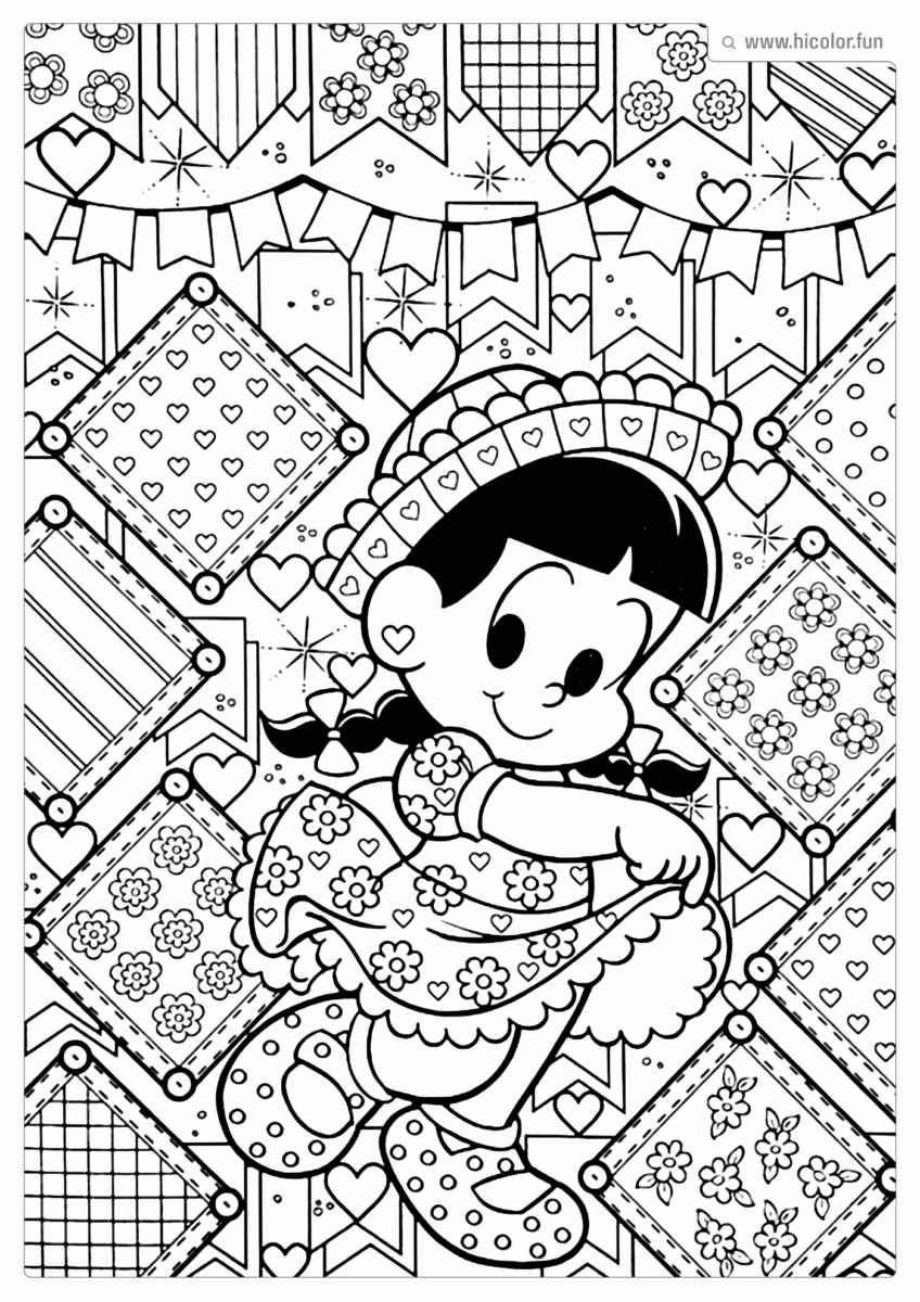 TURMA DA MONICA PARA COLORIR FESTA JUNINA